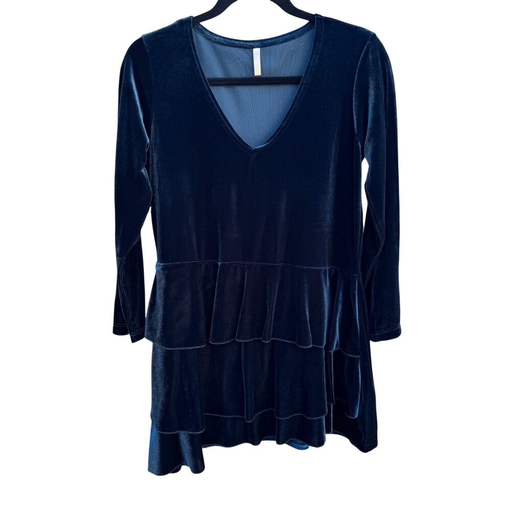 Magdalena Y2K  Whimsigoth Velvet Tiered Ruffle‎ Babydoll Mini Dress Cocktail M